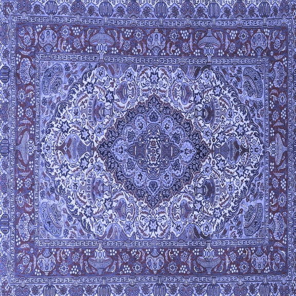 Ahgly Company Indoor Square Medallion Blue Traditional Area Rugs, 3' Square
