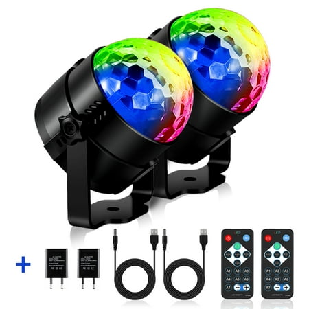 SOLMORE 2-Pack Disco Party Lights LED Strobe Light Disco Lights 7Colors Sound Activated DJ Lights Stage Lights with Remote for Gift Kids Birthday Wedding Home Karaoke