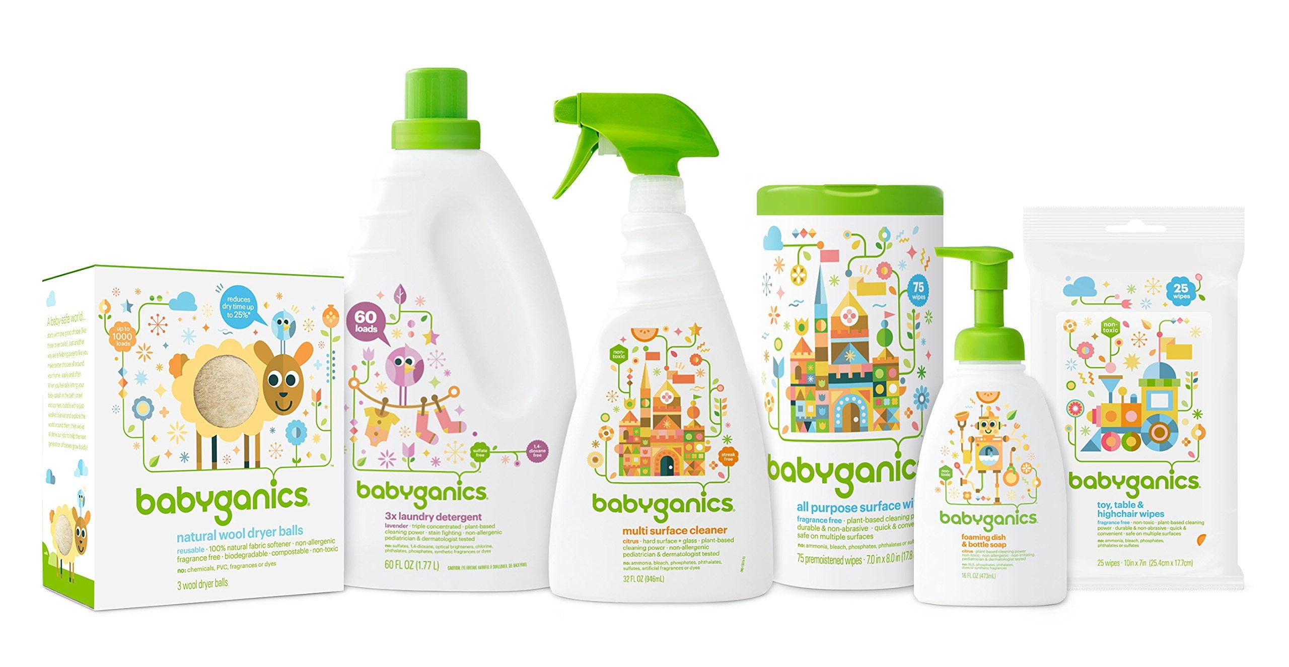 Babyganics All Purpose Surface Wipes, Fragrance Free, 75 Count (Pack of 2), Plant Based and Non-Abrasive, No Ammonia, No Bleach