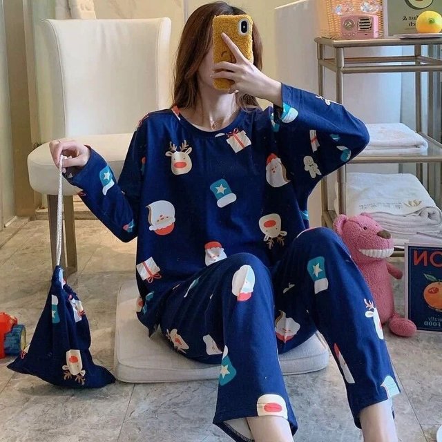SP & CITY-Conjunto de pijama de manga larga con estampado de dibujos animados para mujer, ropa de dormir cómoda de algodón con cuello redondo, Primavera