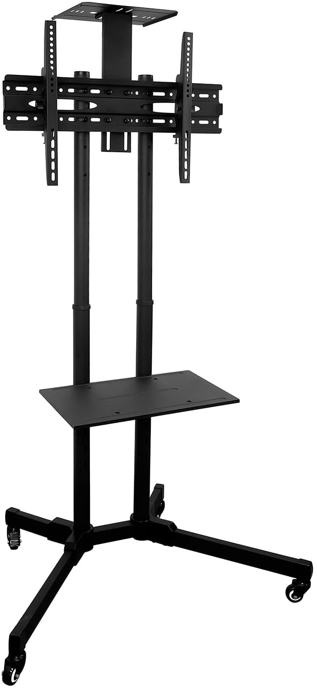 MountIt! TV Cart Mobile TV Stand Wheeled Height Adjustable Flat Screen Television Floor Stands