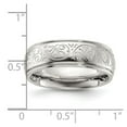 thumbnail image 2 of Stainless Steel Polished Etched Design Ridged Edge 7.5mm Band Size 13 Ring for Women and Men, 2 of 2