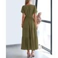 thumbnail image 3 of Vestido casual BTFBM para mujer, verano 2025, cuello en V, verde militar, 3 of 9