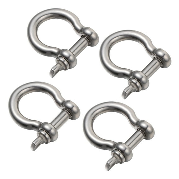 HEALEEP 4Set Small Stainless Shackles D-Shaped Shackle Silver For Professionals Handymen Towing Winch
