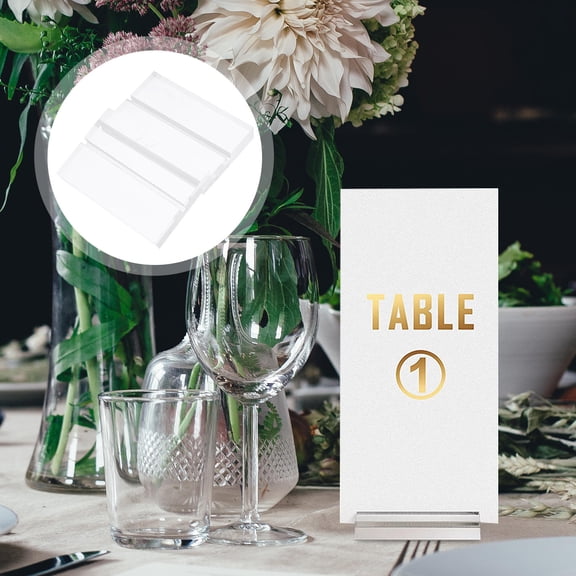 WESIEVYA 10Pcs Elegant Transparent Acrylic Table Placecard Holders for Wedding 3x2in