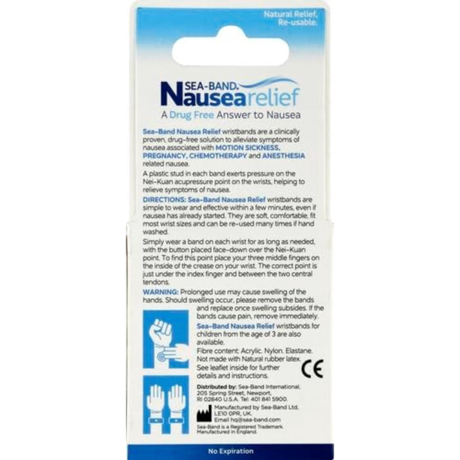 Sea-Band Nausea & Motion Sickness Acupressure Wristband, Adult, 1 Pair