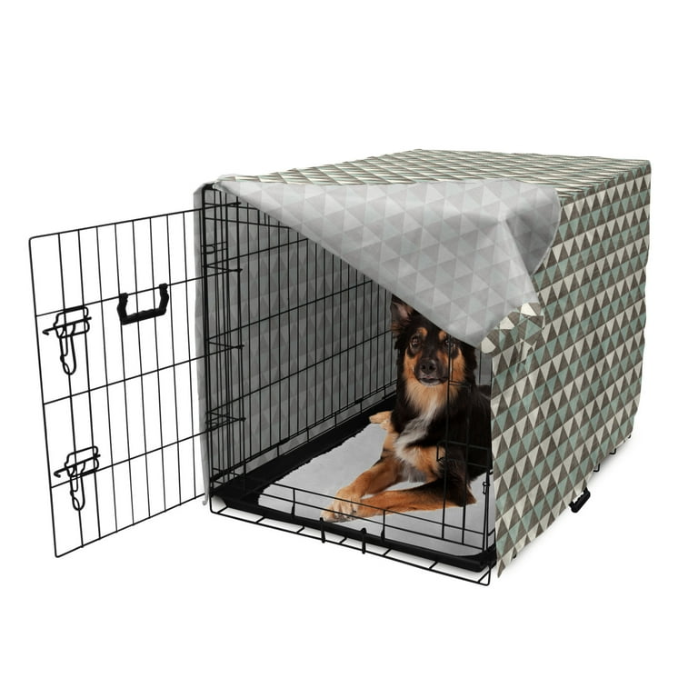 Geometric Dog Crate Cover Triangles Pattern Diagonal Blanket Cubism Textured Graphic Easy to Use Pet Kennel Cover for Medium Large Dogs 35