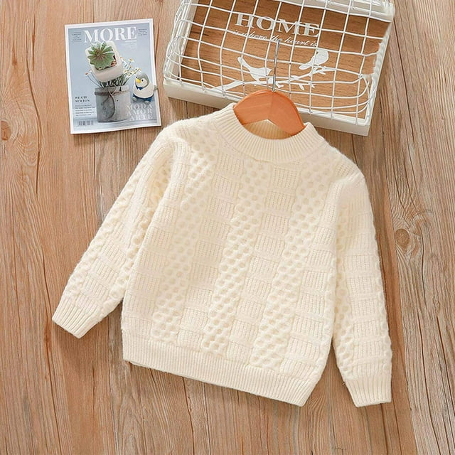 Qertyioot Chandail à Col Rond pour Garçons et Filles, Automne et Hiver, Moyen et Grand, en Peluche Épaissie