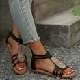 thumbnail image 5 of Women Sandals Under $15, Xunlbb Women's Fashion Casual Retro Bohemian Rhinestone Spring And Summer New Flat Roman Sandals(Black,Size:41), 5 of 7