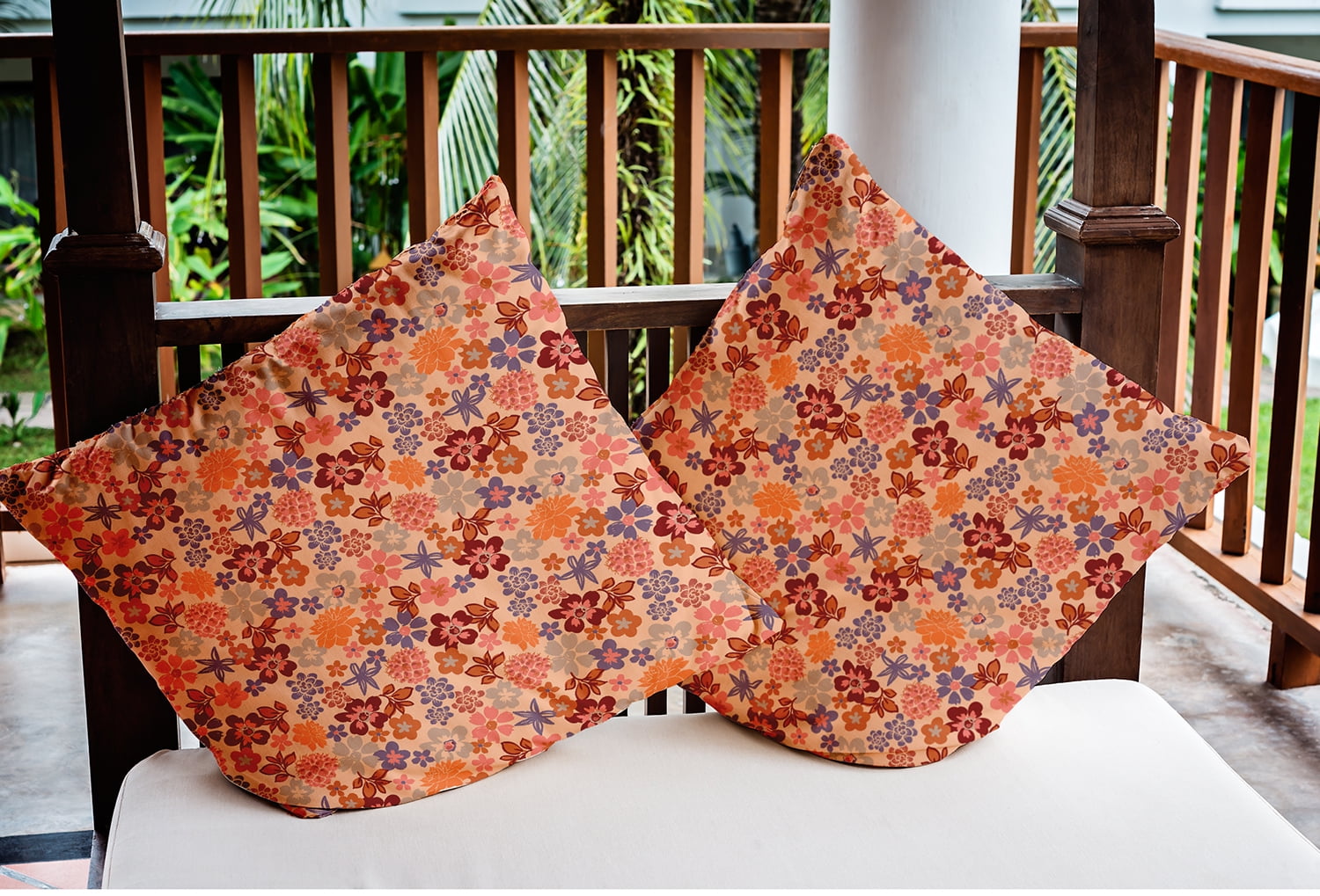 20" x 20" Simply Daisy Succulent Garden Polyester Indoor/Outdoor Pillow, Peach Qty 1
