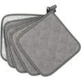 thumbnail image 2 of 100% Cotton Kitchen Everyday Basic Terry Pot Holder Heat Resistant Coaster Potholder for Cooking and Baking Set of 5 Grey, 2 of 9