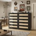 thumbnail image 7 of 5 Drawer Rattan Dresser for Bedroom, 47.27” Tall Dresser with Power Outlets, Wood Dresser Chest of Drawers with Metal Handles for Living Room Closet Hallway Entryway, 7 of 7