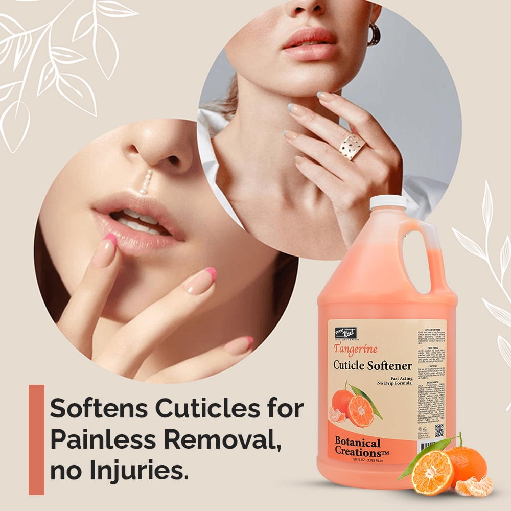 PRO NAIL - Cuticle Remover Liquid, Softener for Nails, Tangarine, 128 Oz - Professional, Pedicure and Manicure, Fast Acting Lotion - Infused Panthenol, Amino Acids, Collagen, Wheat Germ Oil