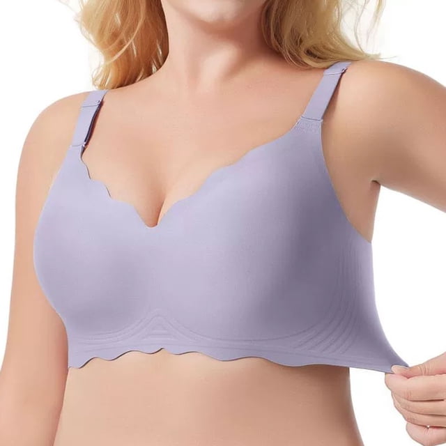 AWZXDE Women Plus Size Comfort Bra Fashion Textured Design For Daily Wear And Support Purple