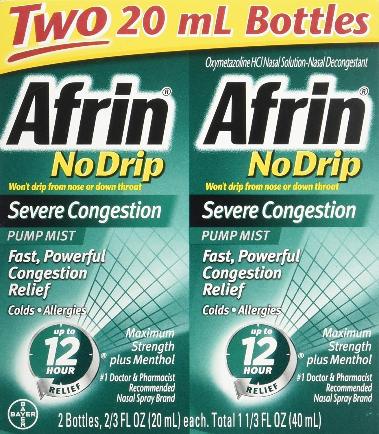 No Drip Severe Congestion - 2/20ml, Won't drip from nose or down throat. By Afrin