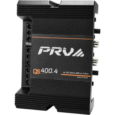 PRV Audio QS400.4 2 Ohm Mini Compact 4 Channel Car Audio Amplifier 4 x 100 Watts RMS at 2 Ohm - 400 Watt Amp Stereo 12 Volts Amp Class D Full Range Bridgeable
