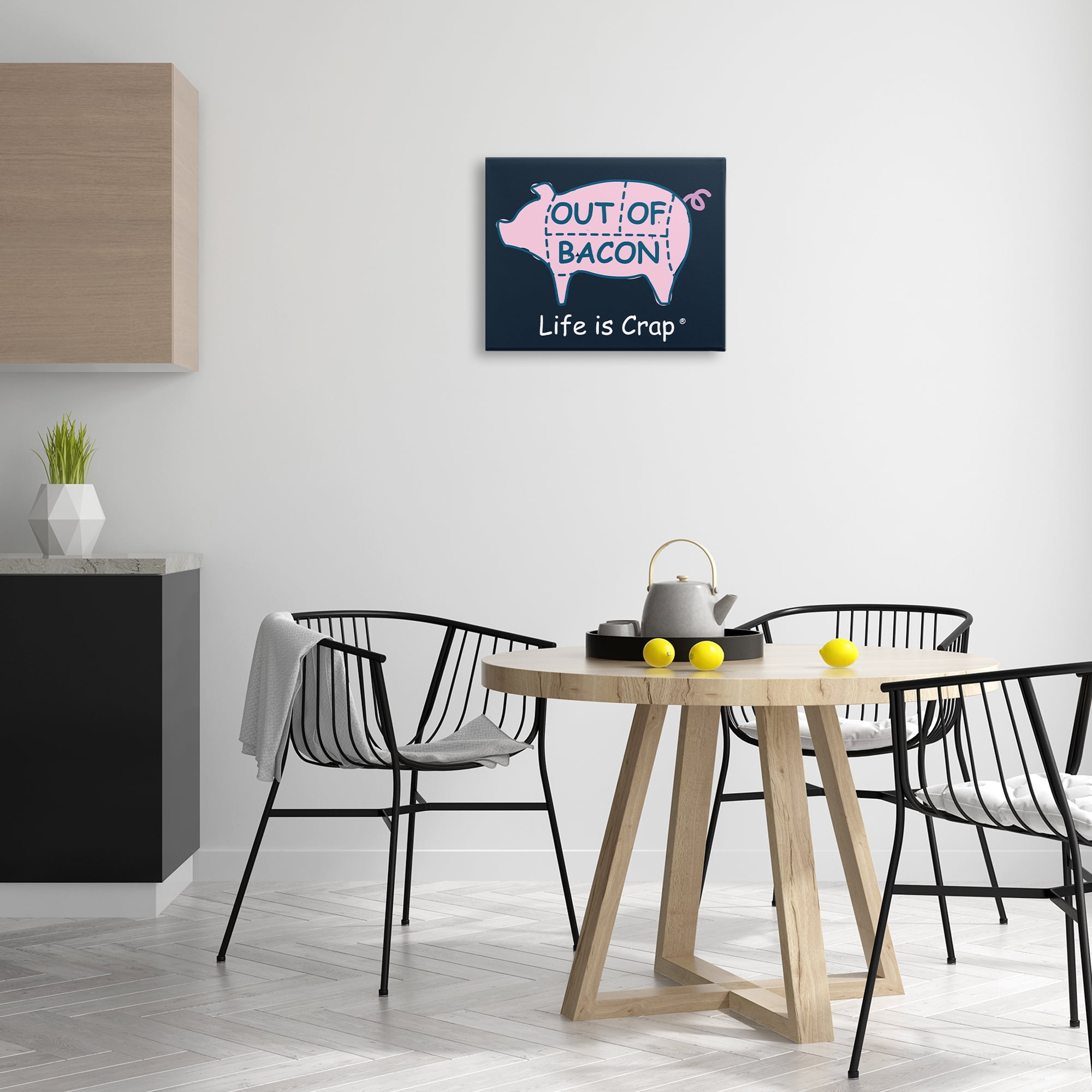Stupell Industries Funny Out Of Bacon Novelty & Humor Painting Wrapped Canvas Art Print Wall Art, 20 x 16