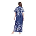 thumbnail image 3 of CATALOG CLASSICS Womens Muumuu House Dress Lounger Short Sleeve with Pocket 50" - Navy - Large, 3 of 4