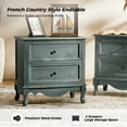 thumbnail image 2 of Wooden End Table with Charging Station Space 2 Drawers Table Living Room Blue, 2 of 7