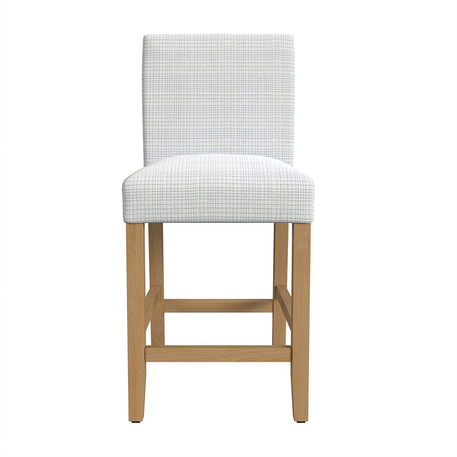 HomePop Classic 25" Indoor Upholstered Counter Stool, Cream Mini Grid Pattern