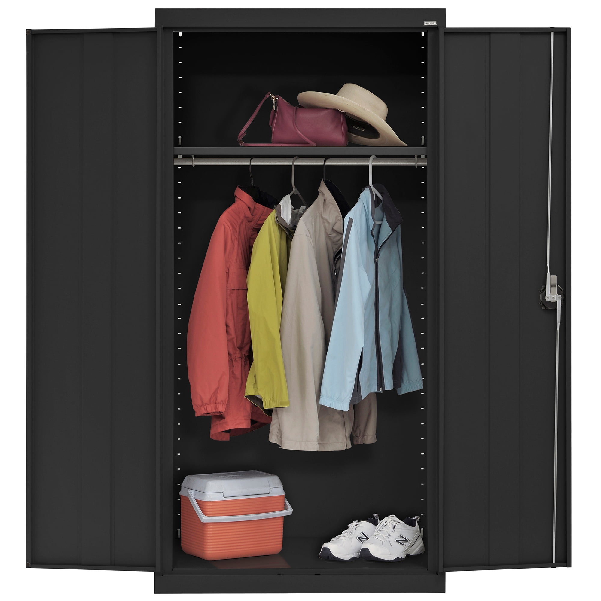 Elite Series Wardrobe Cabinet with Adjustable Shelf, 36"W x 24"D x 72"H, Black