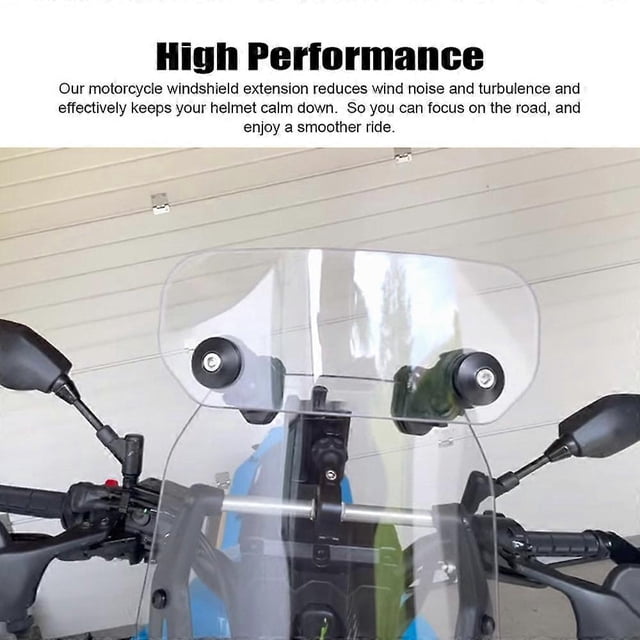 Motorcycle Windshield Extension Universal Adjustable Airflow Windscreen Extender Fits All Motobikes (Transparent)