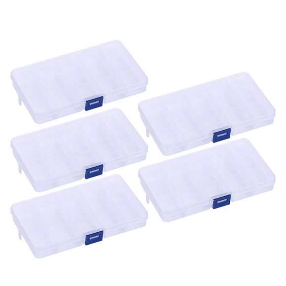 5PCS 10 Rejillas Caja de almacenamiento de joyas Organizador de escritorio simple Contenedor de adornos Caja de aparejos de pesca para pescadores caseros