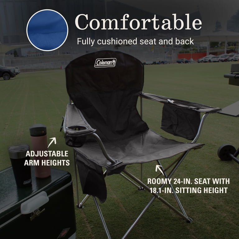 Coleman Portable Camping Chair with Cooler, Cushioned Seat, Side