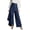 Dark Blue Pants, variant on Womens High Elastic Straight Leg Pants Asymmetrical Ruffle Hem Button Down Flowy Palazzo Pant Summer Cotton Linen Trousers Black S