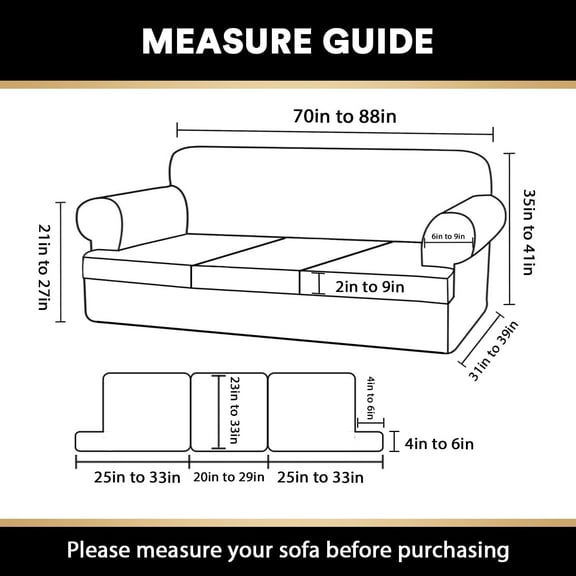 T Cushion Sofa Slipcover 4 Pieces Sofa Covers for T Cushion Couch Soft Sofa Slip Covers Furniture Protector with 3 Individual T Shape Seat Covers (70"-88") Washable, Grey