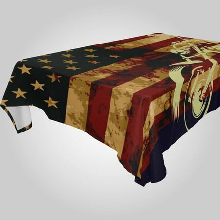 

Hidove Skull Motorcycle American Flag Rectangle Tablecloth Spill-Proof Polyester Table Cloth Table Cover for Kitchen Dining Picnic Holiday Party Decoration 60x60 Inch