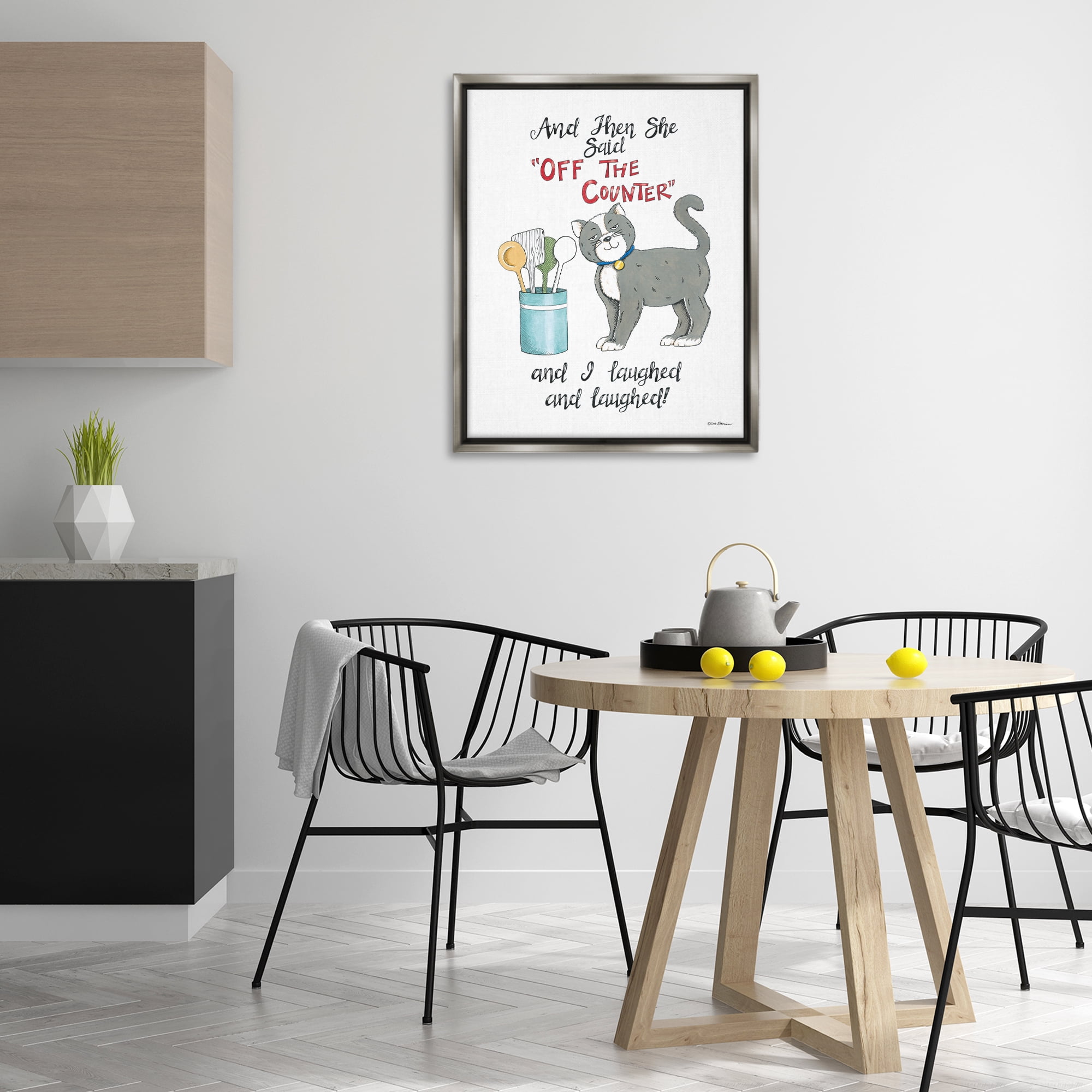 Stupell Industries Sassy Cat Humor Saying Animals Painting Gray Floater Framed Canvas Art Print Wall Art, 25 x 31