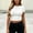 White, variant on CYRBOKO Women's Cropped Tops, Short Sleeve Breathable Crew Neck Slim Fit Summer T-Shirts Black Size L