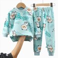 thumbnail image 4 of TOWED22 Little Boys Pajamas Set 2 Piece Long Sleeve Print Top and Pants Cotton Pjs Soft Sleepwear Jammies Fall Winter 6-12 Months 12-24 Months 2t 3t 4t 5t 6t 7t 8t 9t Children,Mint Green,3-4 Y, 4 of 4