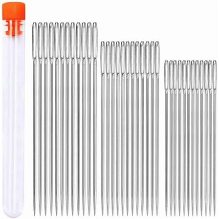 36Pcs Stainless Steel Yarn Needles Big Eye Blunt Needles for Stitch Knitting Ribbon Embroidery with Plastic Storage Bottle Silver 2.36 Inch for DIY