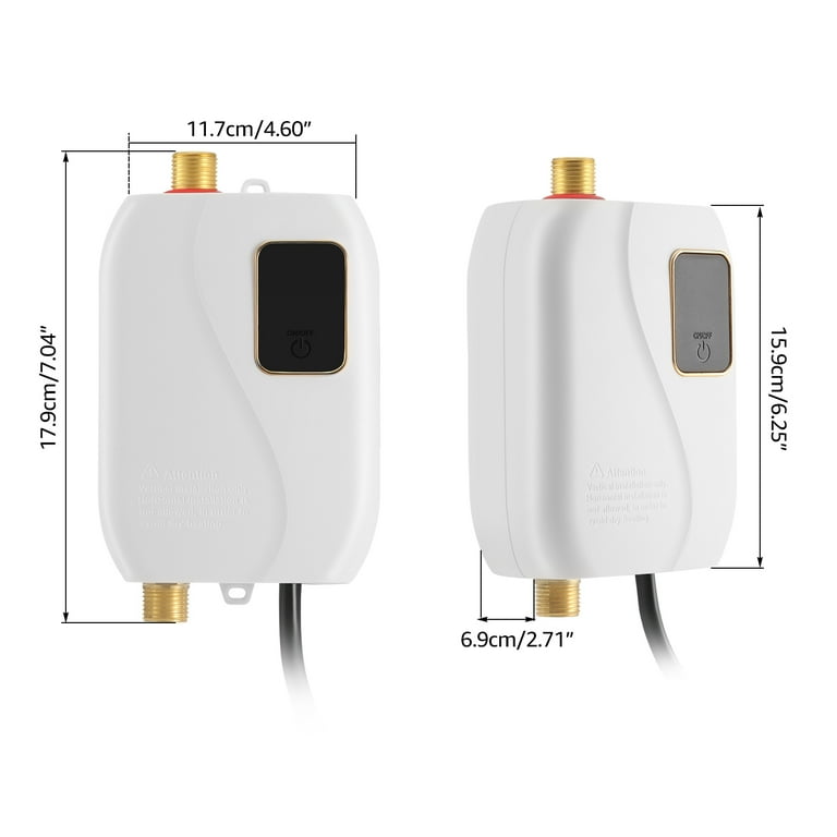 3000W Mini Electric Tankless Instant Hot Water Heater, Small, On