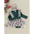 thumbnail image 3 of Elippeo Baby Girls 2Pcs Christmas Outfits Ruffle Long Sleeve Skirt Romper with Headband Set Newborn Clothes, 3 of 9