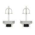 thumbnail image 4 of 2.44 ct Screw-Back Stud Earrings for Women | 7x5mm Emerald Cut Natural Onyx | 14K White Gold, 4 of 5
