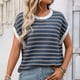 thumbnail image 1 of Tejiojio Women's Casual Striped T-shirt Round Neck Pullover Short Sleeve Top S-2XL, 1 of 9
