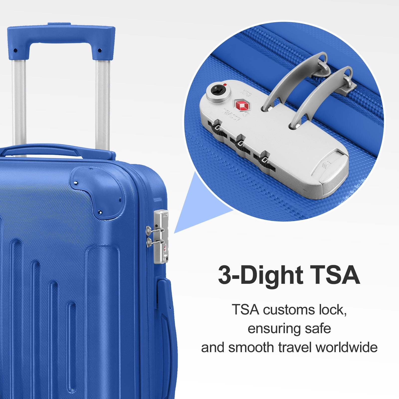 Premium 20 Inch ABS Carry-On Luggage with Diamond Texture & Reinforced Corners, Deep Blue
