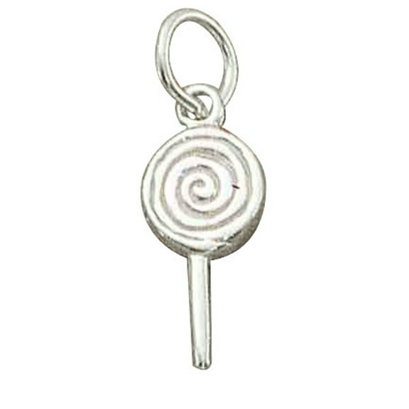 Sterling Silver 16" .8mm Box Chain 3D Lollipop Candy Pendant Necklace