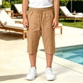 thumbnail image 2 of YMNXA Kids Boys Girls Capri Pants Drawstring Elastic Waist Solid Color Lightweight Loose Fit Stretchy Trousers For Casual Daily Wear,Khaki,7-8 Years, 2 of 7