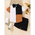 thumbnail image 2 of Coduop Toddler Boys Summer Outfit Sets Short Sleeve Contrast Color T-Shirt and Shorts Tracksuit, 2 of 8