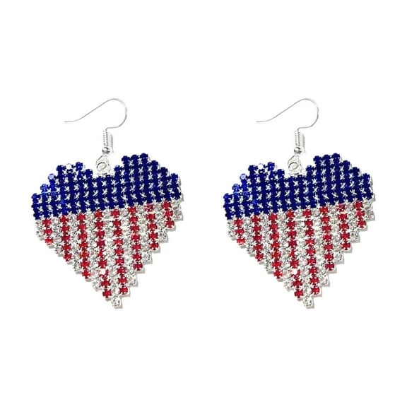 Lilixerw 4th of July Heart Earrings Independence Day Patriotic Earring for Women American Flag Earrings Patriotic Red White Blue USA Earring