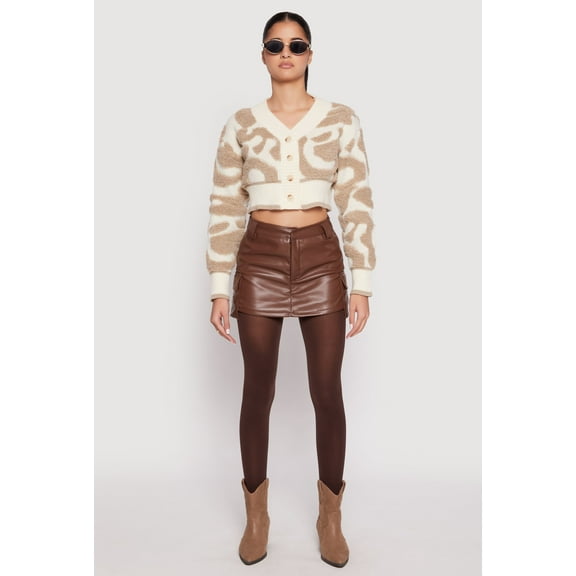 Womens Daisy Tufted Knit Cropped Cardigan