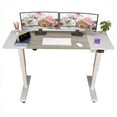 thumbnail image 6 of MXTARK 55'' x 24'' Stand Up Desk,Electric Height Adjustable Standing Desk,Adjustable Ergonomic Desk,Splice Board Home Office Computer Standing Table,White Frame + White+Maple Top, 6 of 9