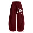 thumbnail image 4 of SJLDQY Sweatpants for Girls Trendy Letter Graphic Casual Wide Leg Pants Drawstring Waist Pants with Pockets, 4 of 5