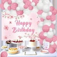 thumbnail image 4 of Cherry Blossom Birthday Party Decorations, Pink Sakura Happy Birthday Backdrop and Balloon Garland Arch Kit, Floral Background Bday Baby Shower Party Supplies ﻿, 4 of 6