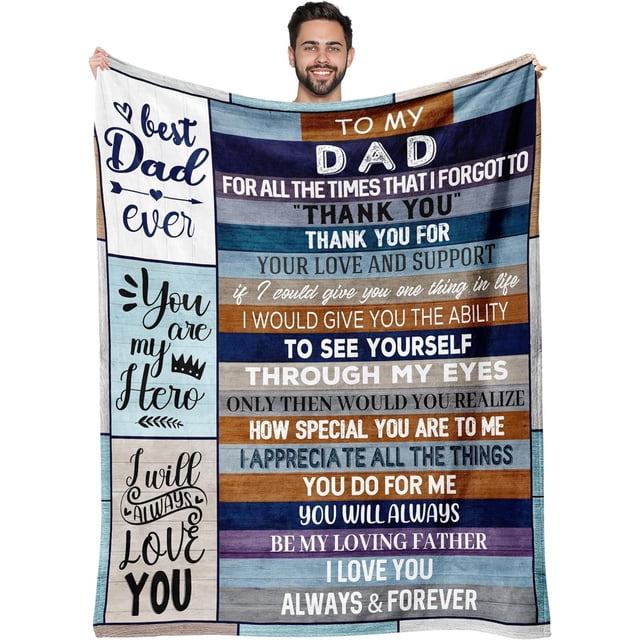 LHSHID Best Dad Ever Gifts Dad Fathers Day Blanket Gifts Dad Gifts from Daughter Son Birthday Gifts for Dad Who Wants Nothing Father Gifts Best Dad Gift Ideas Dad Blanket 50"x60"