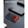 thumbnail image 3 of Wallet For Men  Slim Minimalist With Money Clip&id Window Rfid Blocking Pop-up Credit Card Holder Smart Auminum Mens Holds 9-13 Cards (gift Box) (carbon Fiber & Blue), 3 of 9